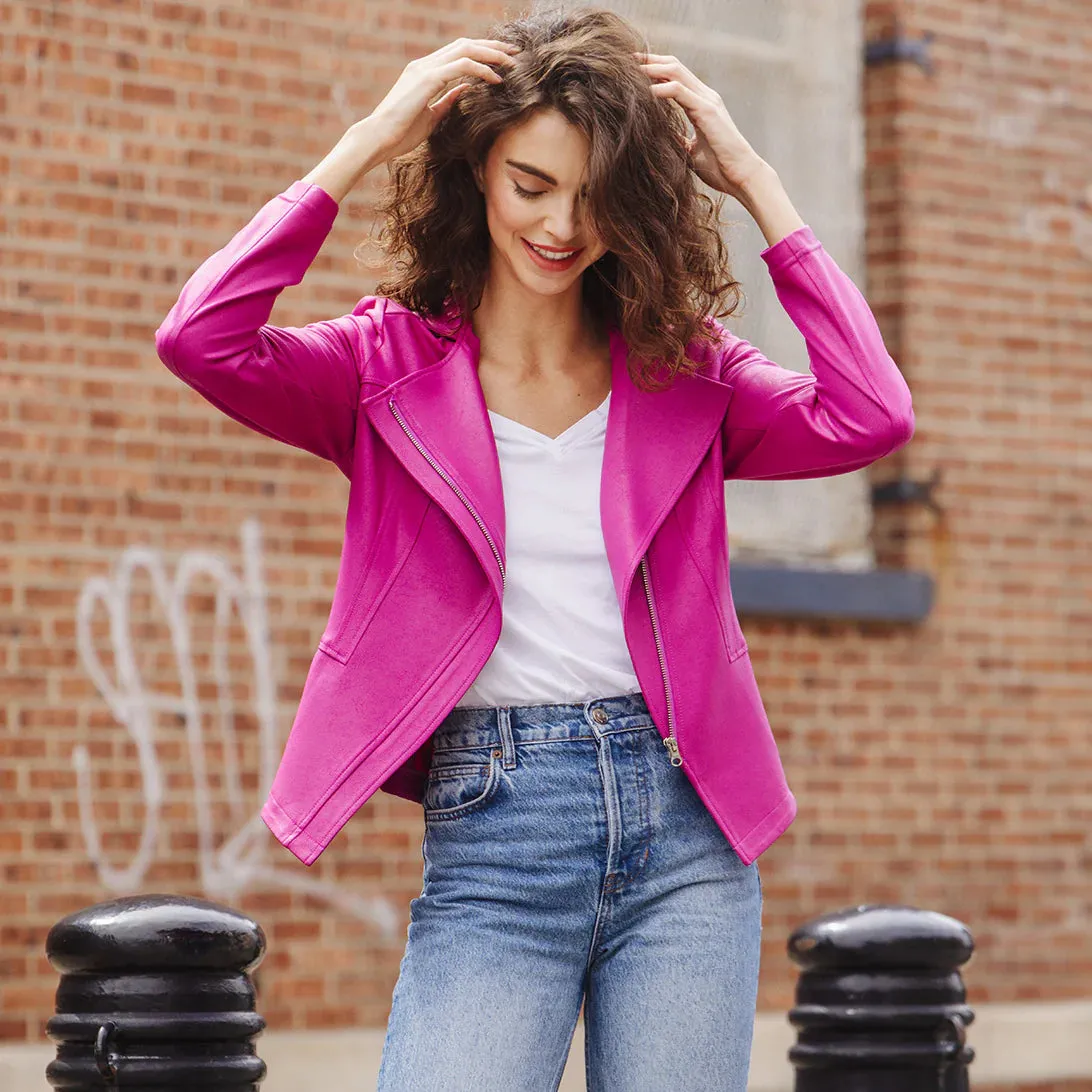 Magenta Liquid Leather Jacket