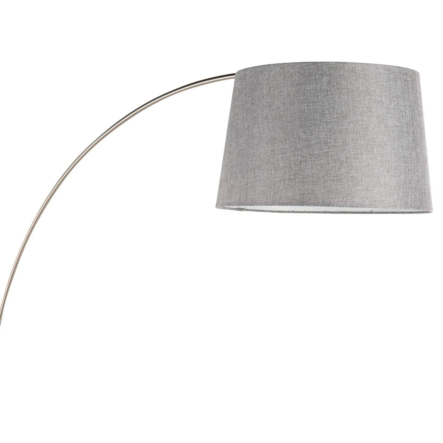 March Contemporary Floor Lamp in White Marble and Nickel with Grey Linen Shade by LumiSource