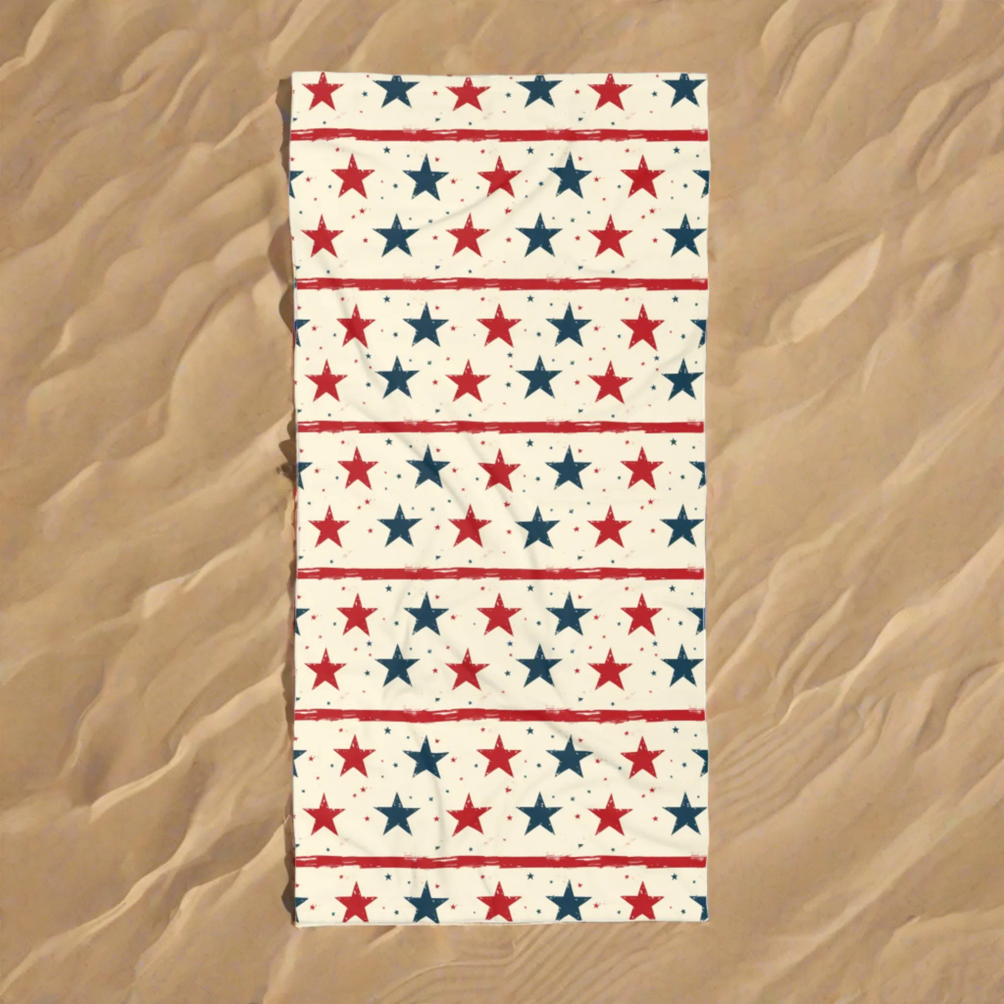 Microfiber Beach Towel with Americana Stars & Stripes Design (30" × 60")