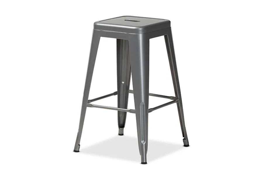 Miles 4pcs Gray Finished Metal Stackable Counter Stool