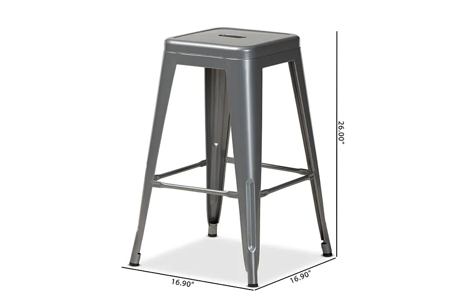 Miles 4pcs Gray Finished Metal Stackable Counter Stool