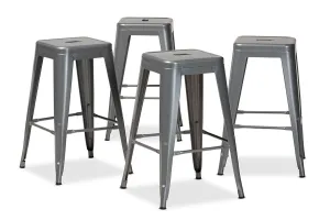 Miles 4pcs Gray Finished Metal Stackable Counter Stool