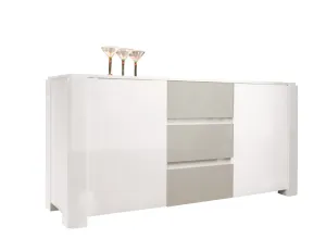 Modern 66" White & Gray Lacquer Credenza