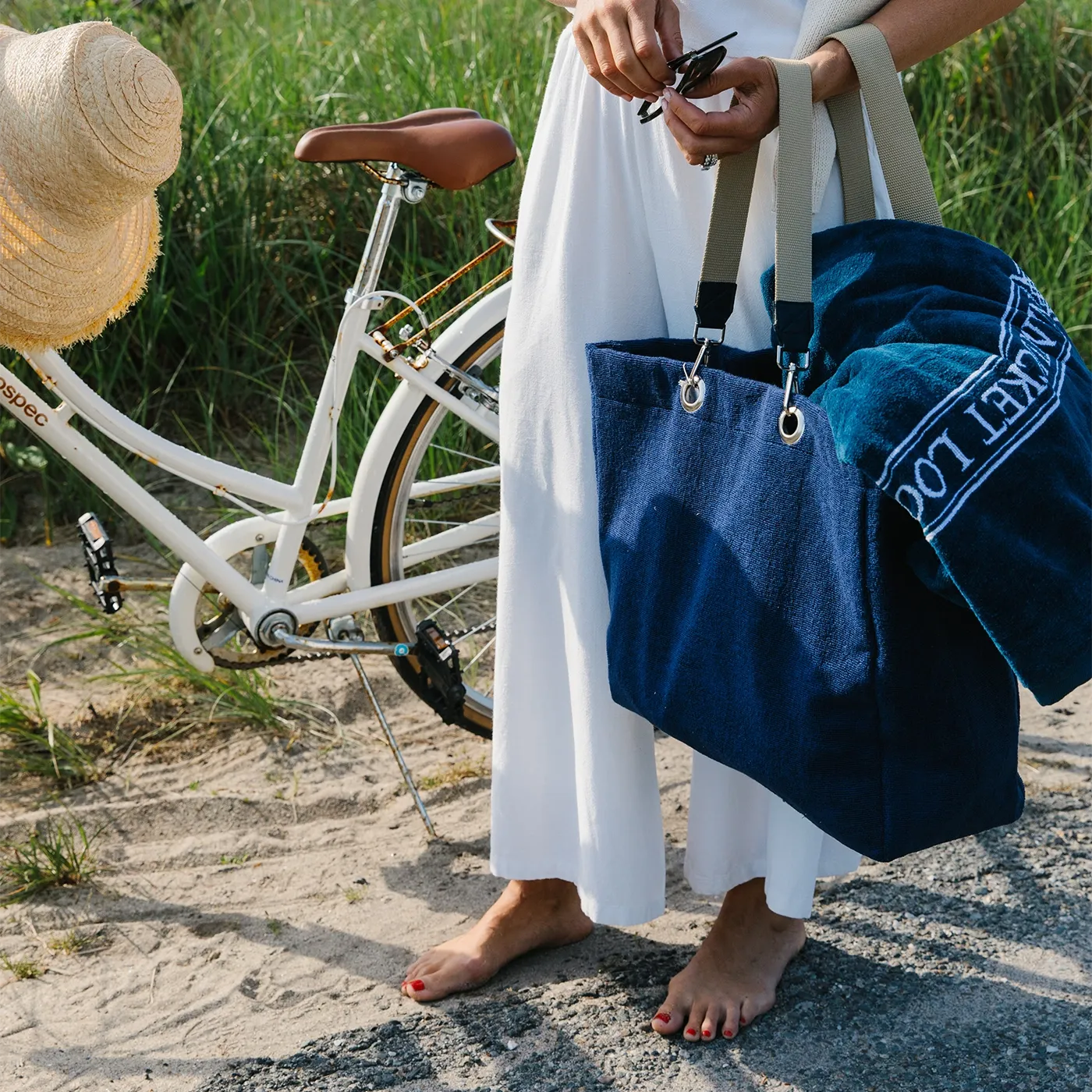 Navy Canvas and Terry Tote