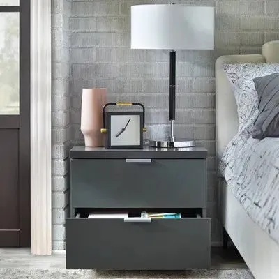 Open Box Zuri Nightstand Charcoal Gray - Buylateral