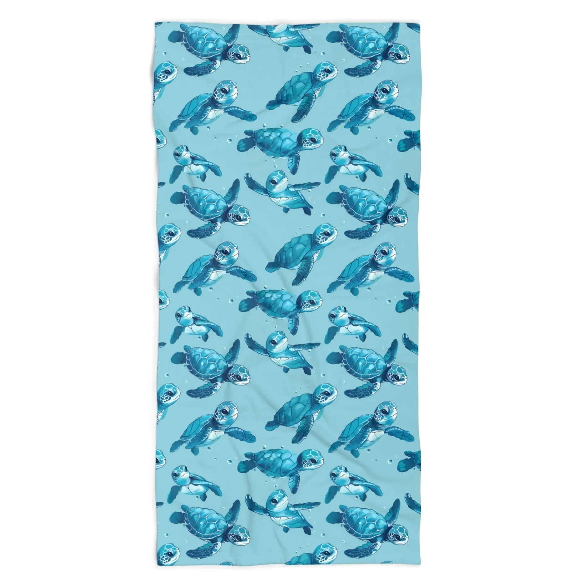 Oversized Microfiber Beach Towel with Cute Baby Sea Turtles (36" × 72")