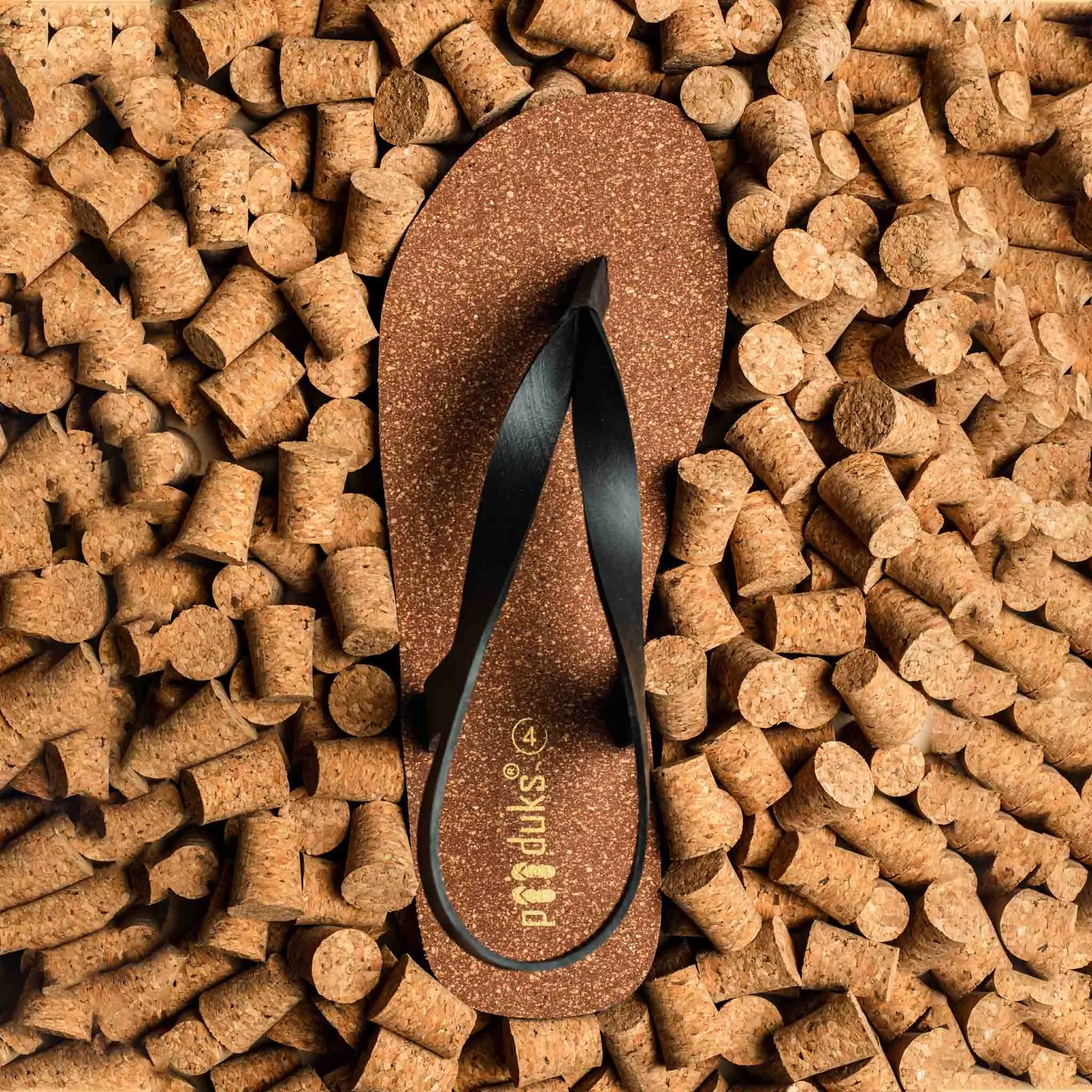 Paaduks Omi Thong-Strap Cork Sandals for Women (Brown)