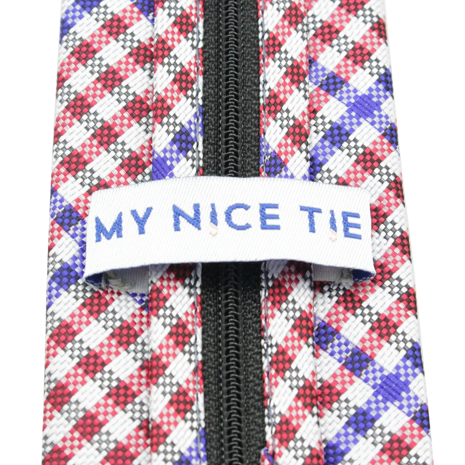 Patriot - Red, White, and Blue Gingham Patterned Kids Zipper Tie