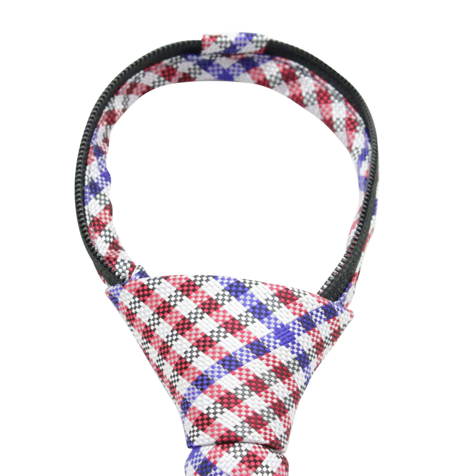 Patriot - Red, White, and Blue Gingham Patterned Kids Zipper Tie