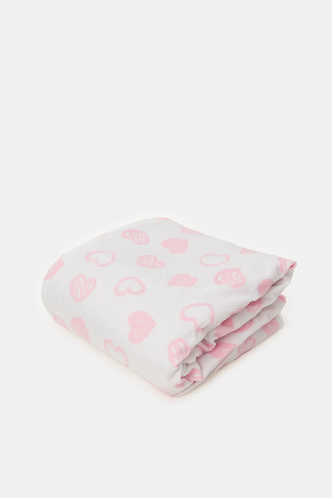 Pink Hearts Mink Sherpa Allover Print Blanket For Girls