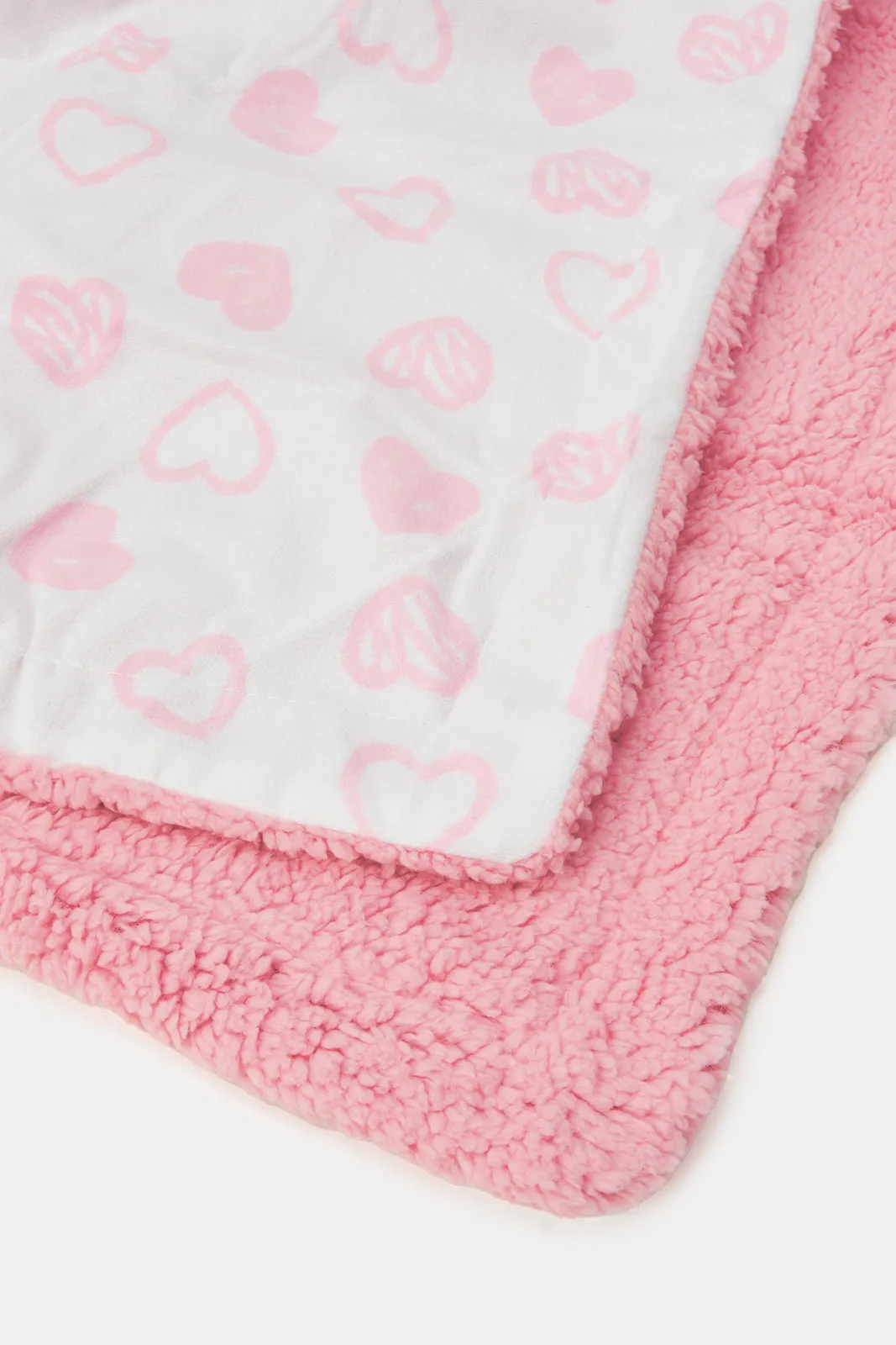 Pink Hearts Mink Sherpa Allover Print Blanket For Girls