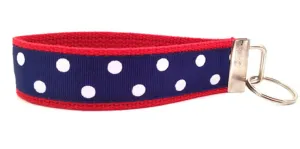 Polka Dots Red Navy Keychain (SKU 1186 KC)