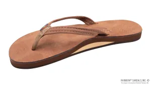 RAINBOW SANDALS Luxury Leather Single Layer Arch Support with a 1/2" Narrow Strap - NOGALES WOOD