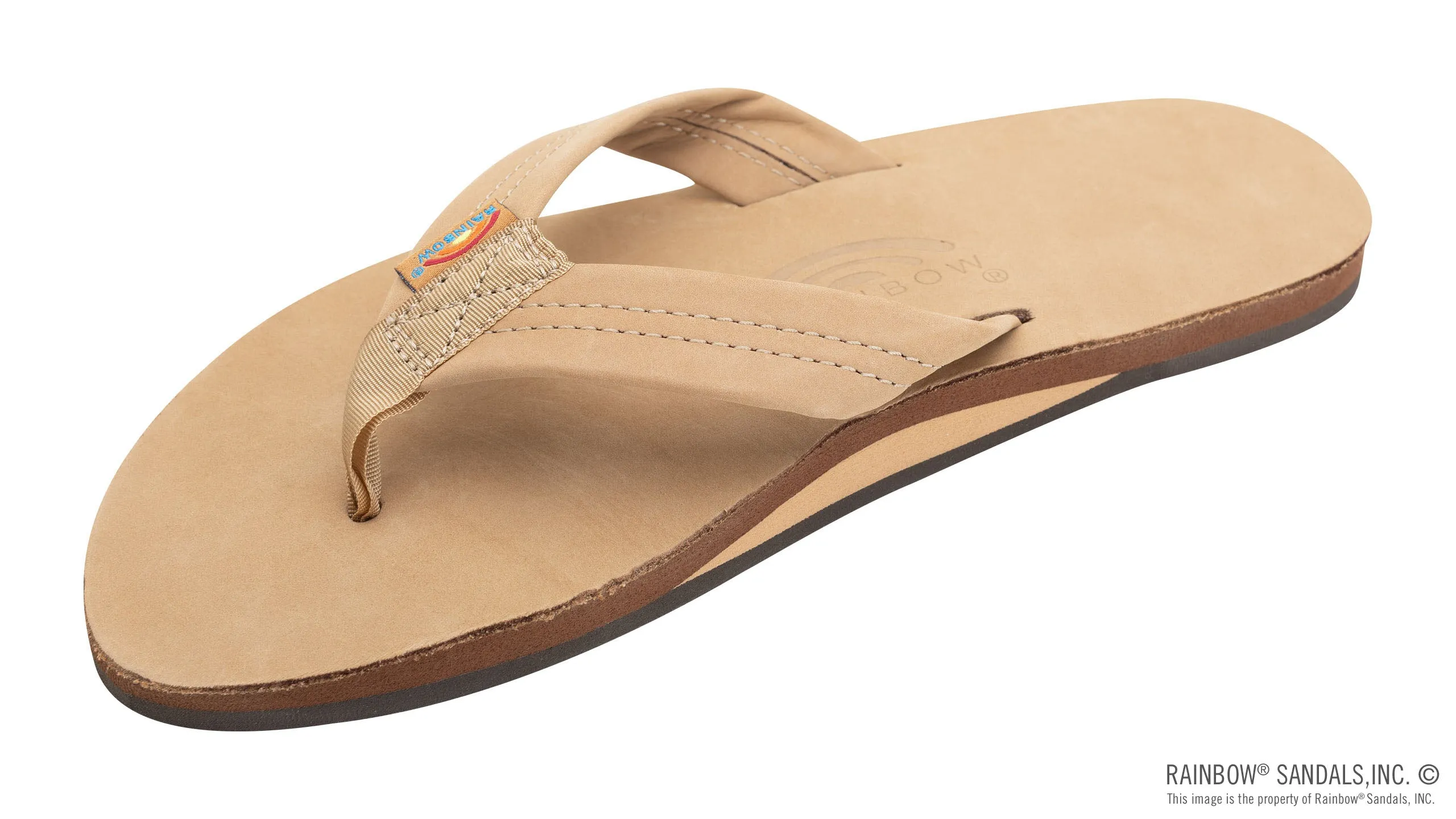 Rainbow Sandals Men's Single Layer Premier Leather with Arch Support 1" Strap - Sierra Brown