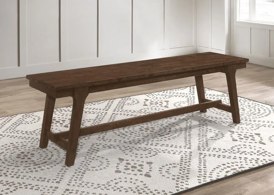 Reynolds - Wood Trestle Base Dining Bench - Brown Oak