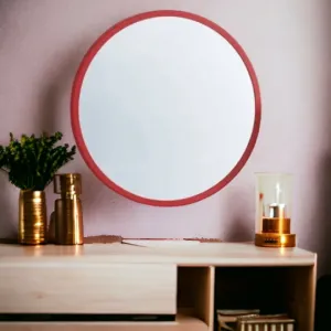 Round Wall Mirror Red 40cm