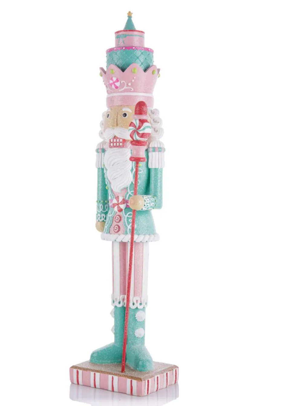 Santa's Sweet Shoppe Collection 20" Pastel Christmas Nutcracker with Peppermint Staff