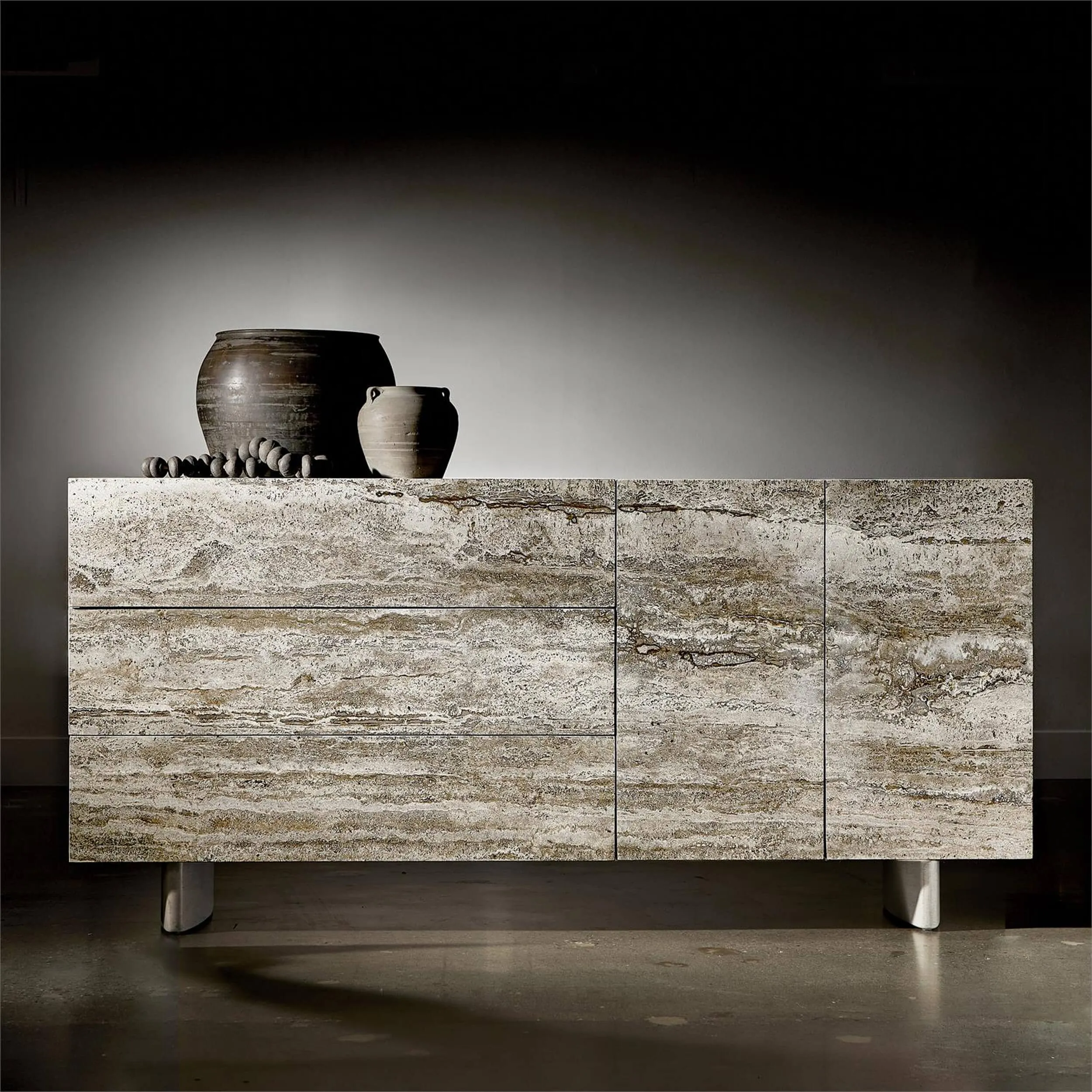 Sereno Buffet, Silver Travertine