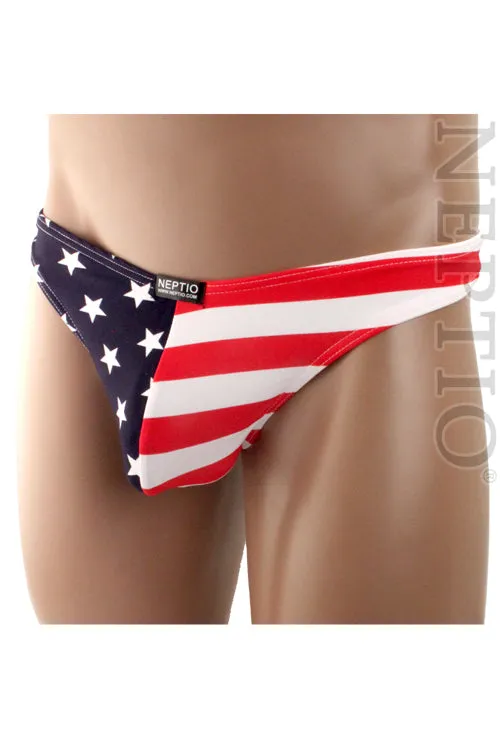 Shop American Flag Stars and Stripes Thong Swimsuit for Men