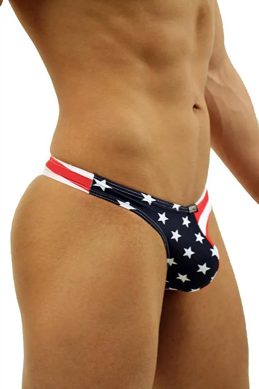 Shop American Flag Stars and Stripes Thong Swimsuit for Men