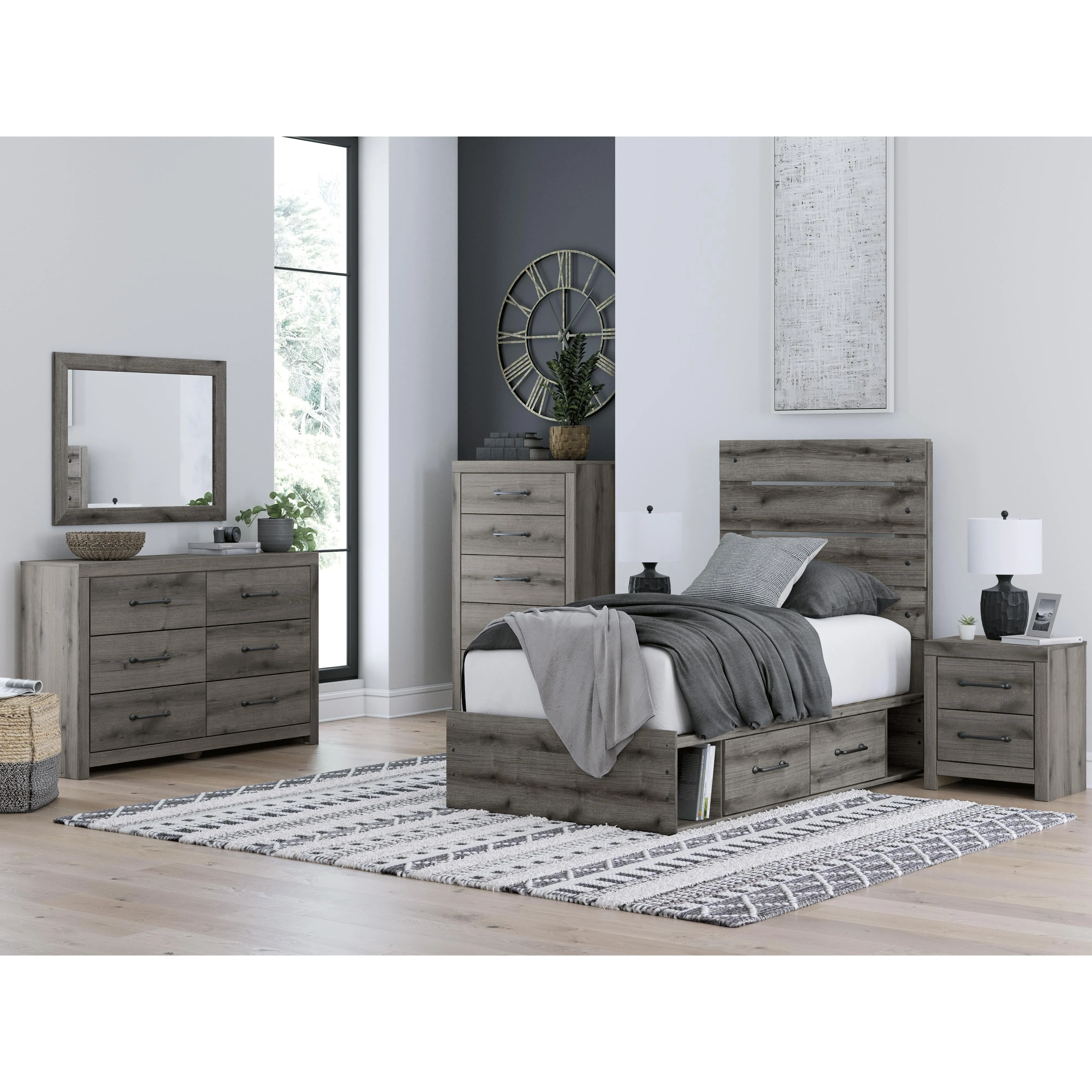 Signature Design by Ashley Graystorm Twin Panel Bed with Storage PCB2405-53/PCB2405-150/B100-11