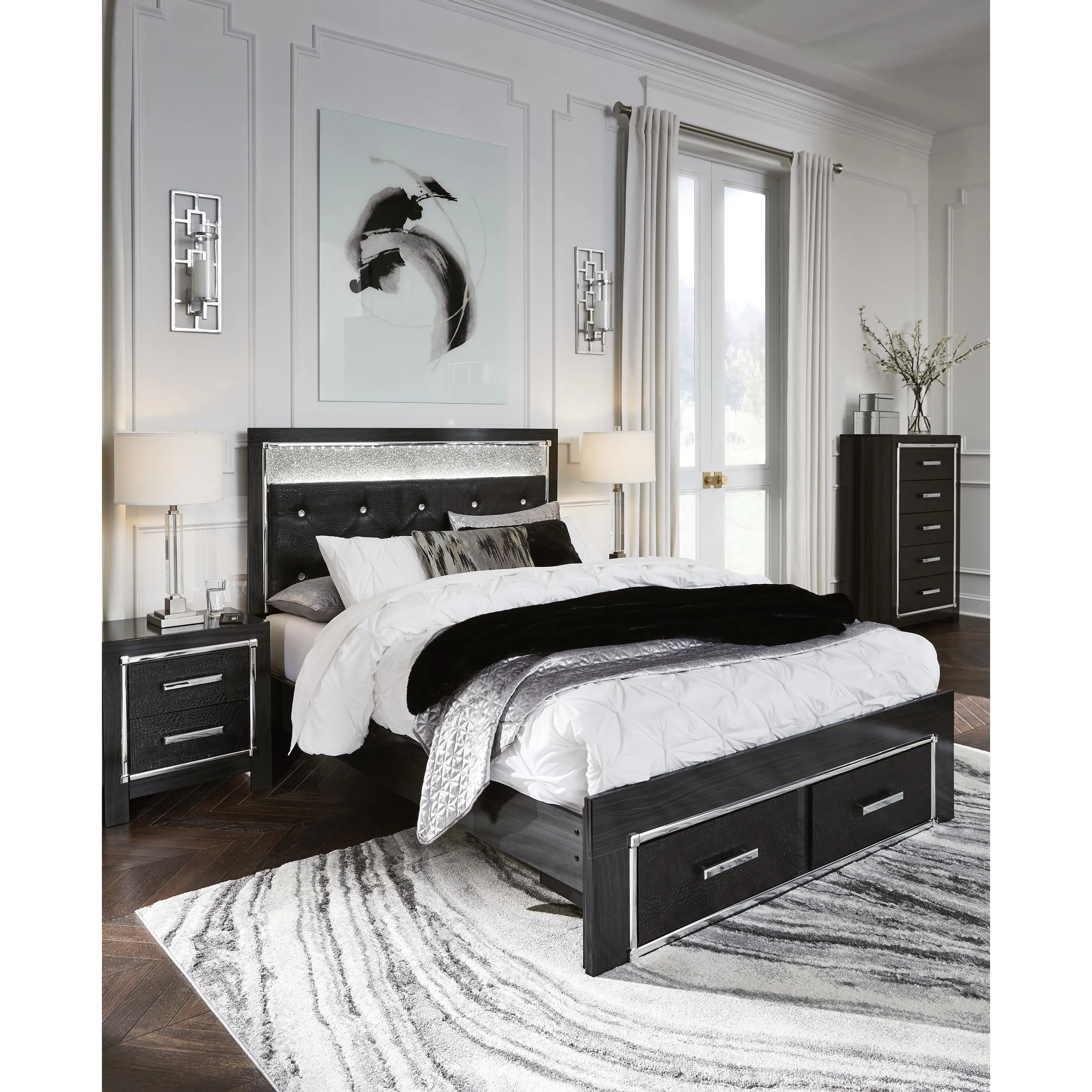 Signature Design by Ashley Kaydell Queen Upholstered Panel Bed with Storage B1420-157/B1420-54S/B1420-96