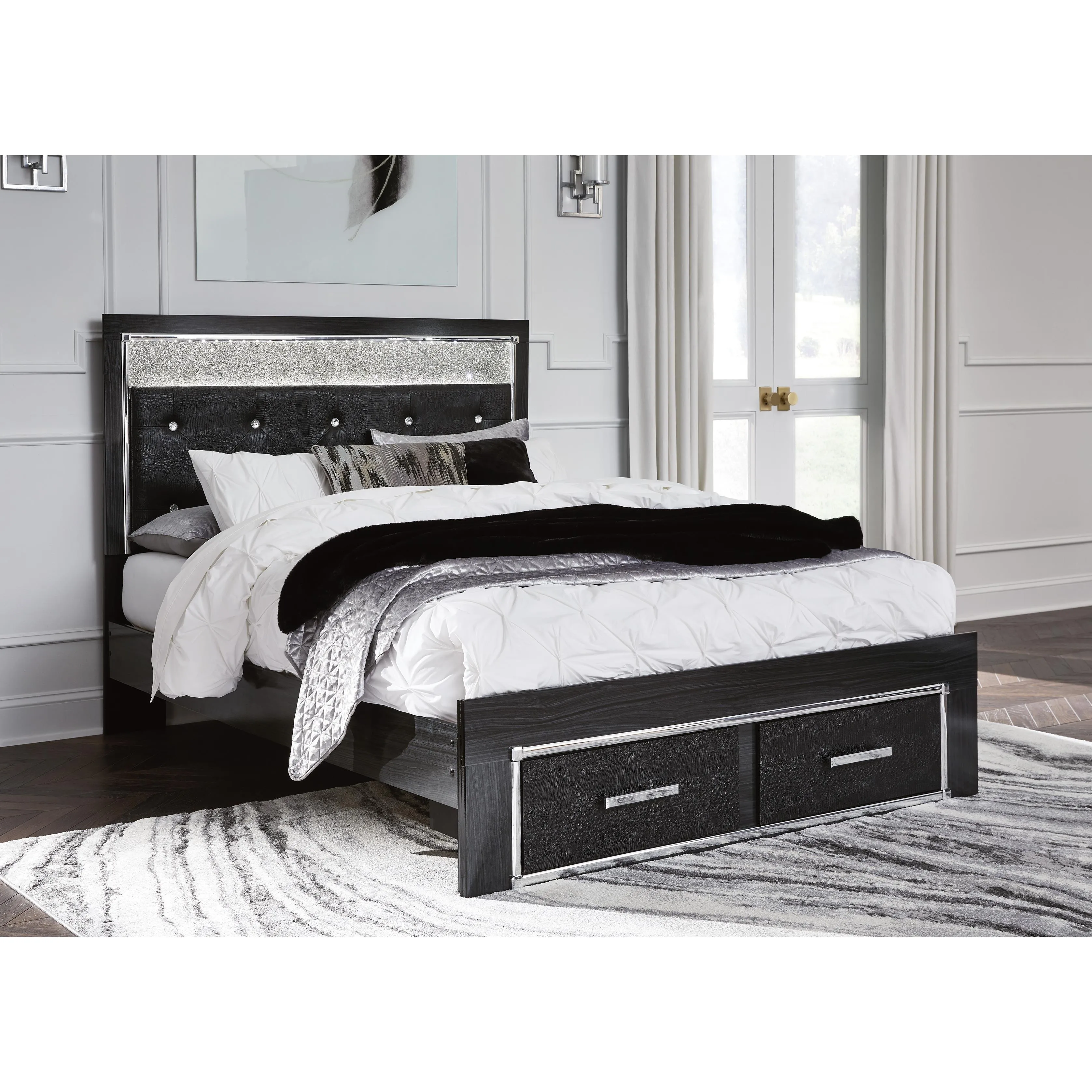 Signature Design by Ashley Kaydell Queen Upholstered Panel Bed with Storage B1420-157/B1420-54S/B1420-96