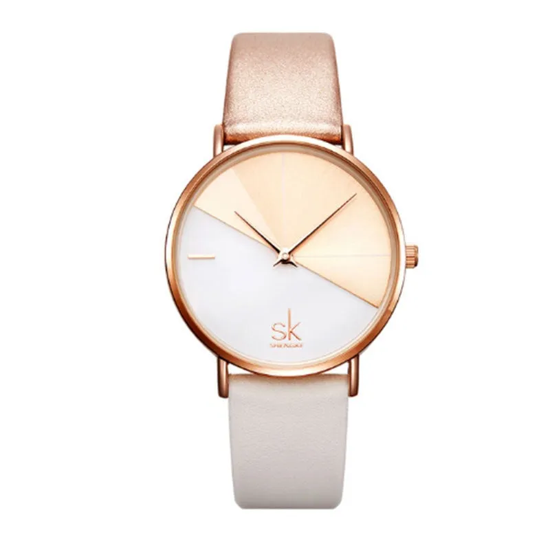 SK Fashion Creative Mesh Strap Women's Watch Women's Two-Color Belt Style Rose Gold Women's Watch