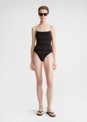 Smocked swimsuit tortoise