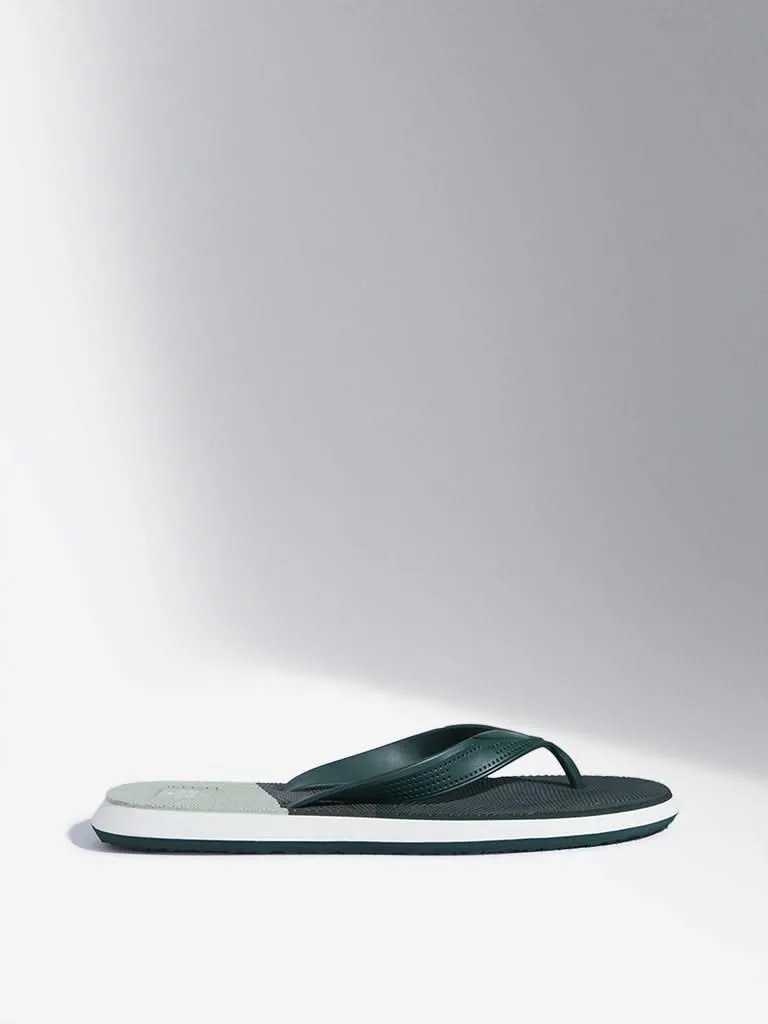 SOLEPLAY Green Colour-Blocked Flip-Flop