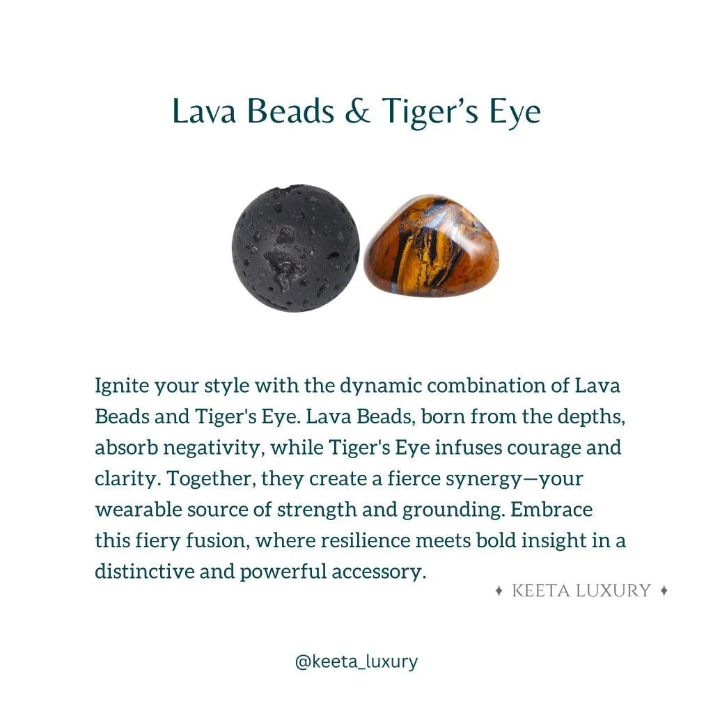 Spiritual Courage- Tiger Eye and Lava Bracelet