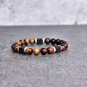 Spiritual Courage- Tiger Eye and Lava Bracelet