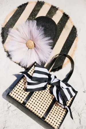 STRIPED BOW TOTE BAG