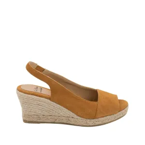 Suede Leather Open Toe Wedge Espadrille for Women - Monza-A