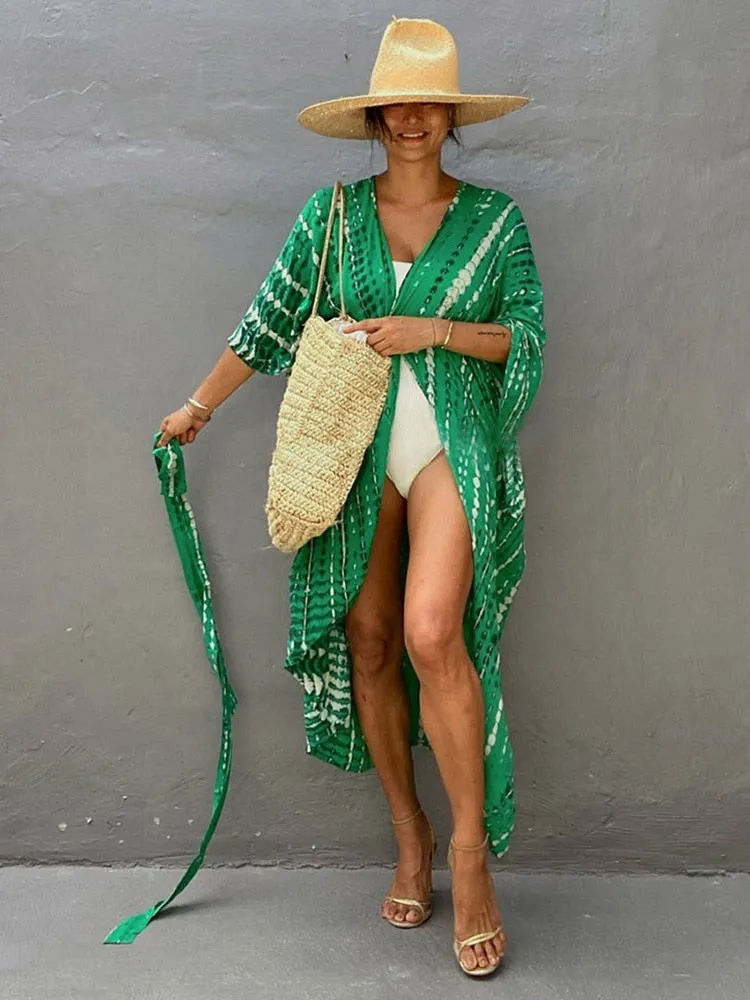 Tie Dye Kimono Beachwear Bathing Suit Cover Up