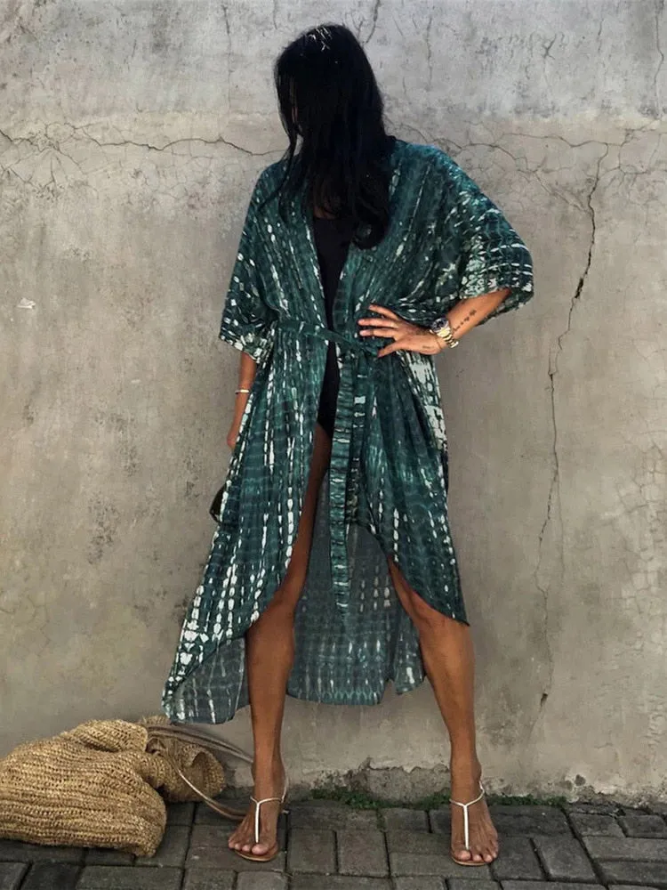 Tie Dye Kimono Beachwear Bathing Suit Cover Up