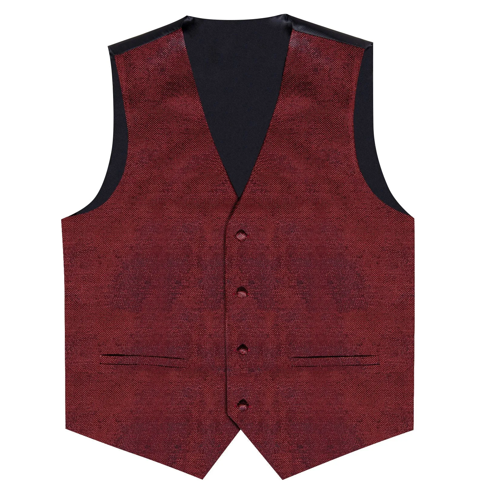 Ties2you Mens Vest Burgundy Red Solid Vest Bowtie Hanky Cufflinks Set Waistcoat Suit Set For Wedding