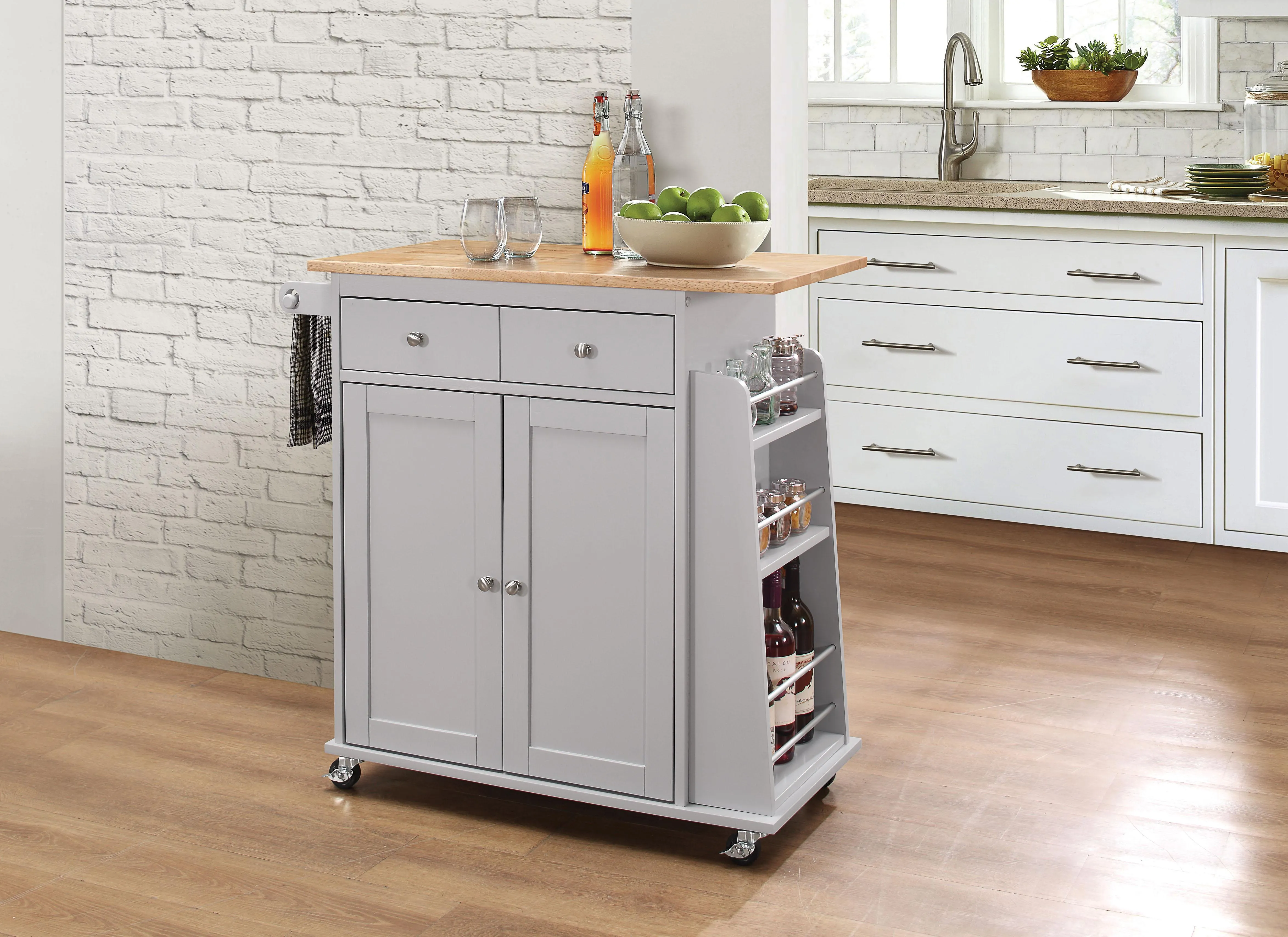 Tullarick Natural & Gray Kitchen Cart