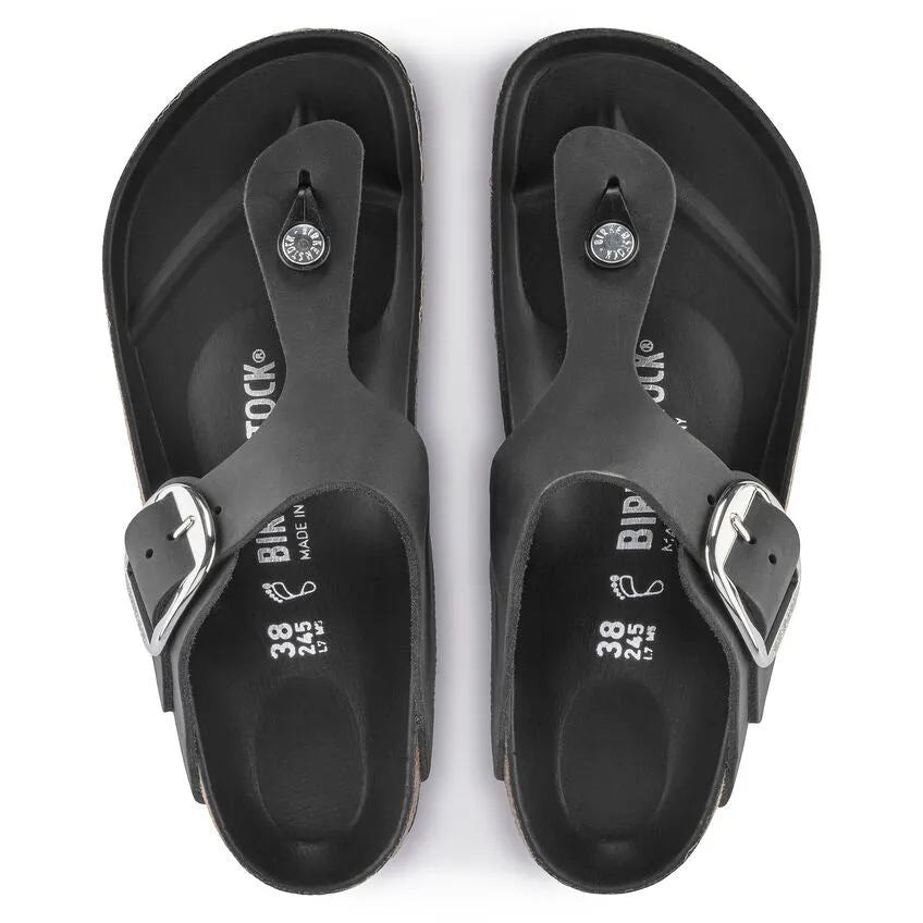 WOMEN'S BIRKENSTOCK GIZEH BIG BUCKLE SANDAL | BLACK OILED LEATHER