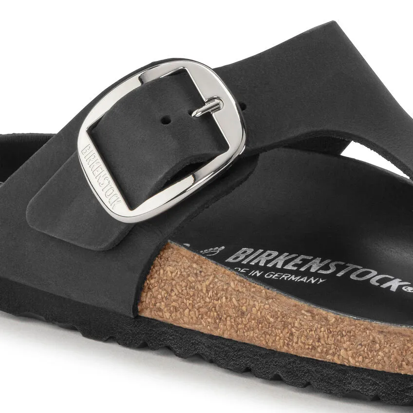 WOMEN'S BIRKENSTOCK GIZEH BIG BUCKLE SANDAL | BLACK OILED LEATHER