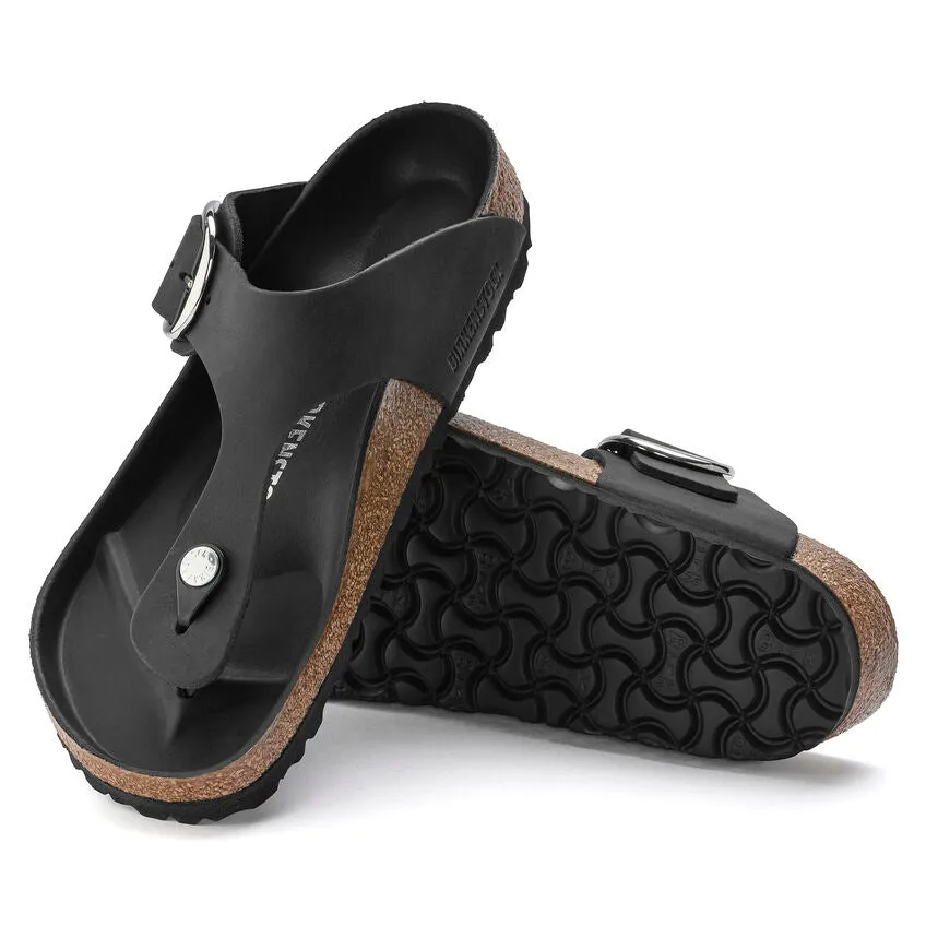 WOMEN'S BIRKENSTOCK GIZEH BIG BUCKLE SANDAL | BLACK OILED LEATHER