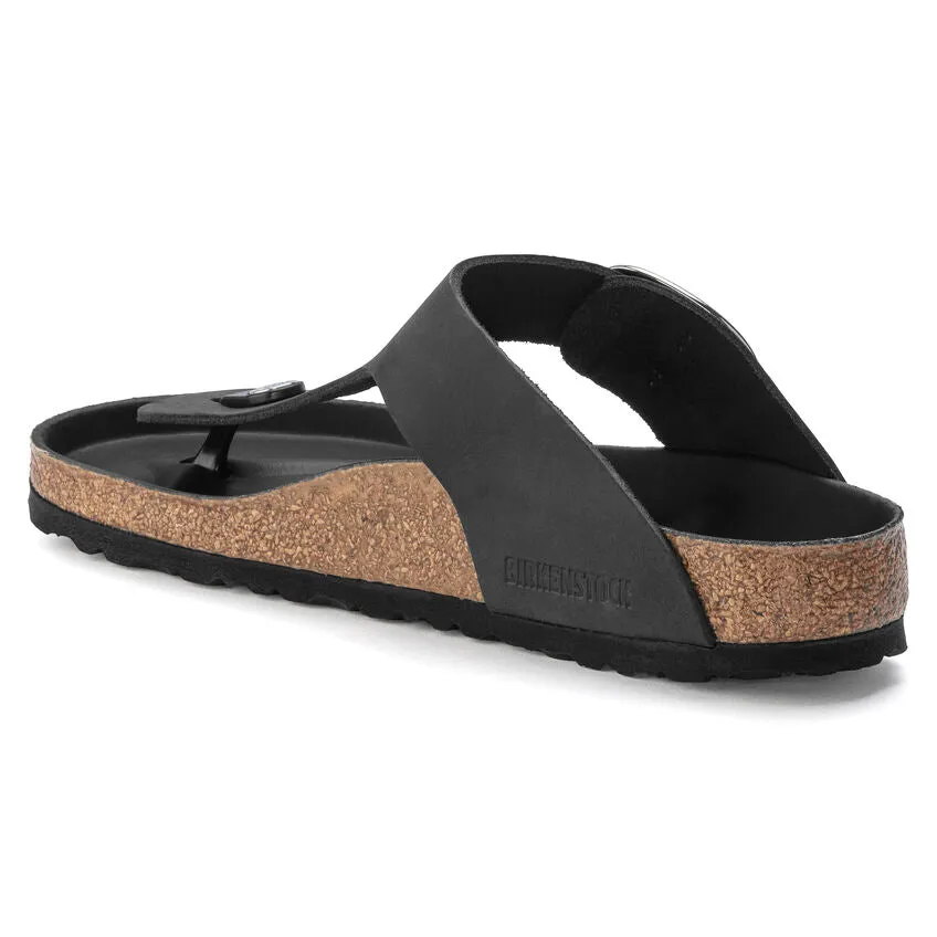 WOMEN'S BIRKENSTOCK GIZEH BIG BUCKLE SANDAL | BLACK OILED LEATHER