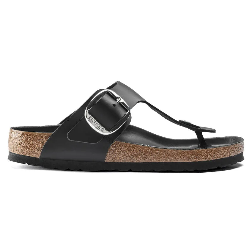 WOMEN'S BIRKENSTOCK GIZEH BIG BUCKLE SANDAL | BLACK OILED LEATHER