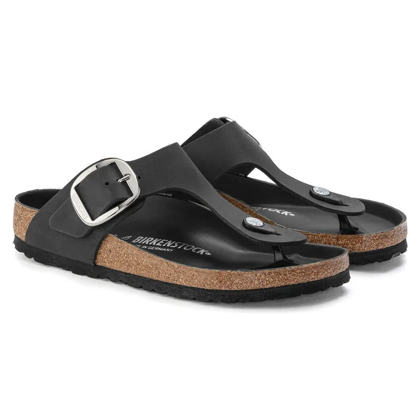 WOMEN'S BIRKENSTOCK GIZEH BIG BUCKLE SANDAL | BLACK OILED LEATHER