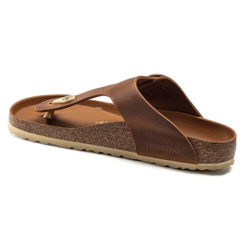 WOMEN'S BIRKENSTOCK GIZEH BIG BUCKLE SANDAL | COGNAC OILED LEATHER