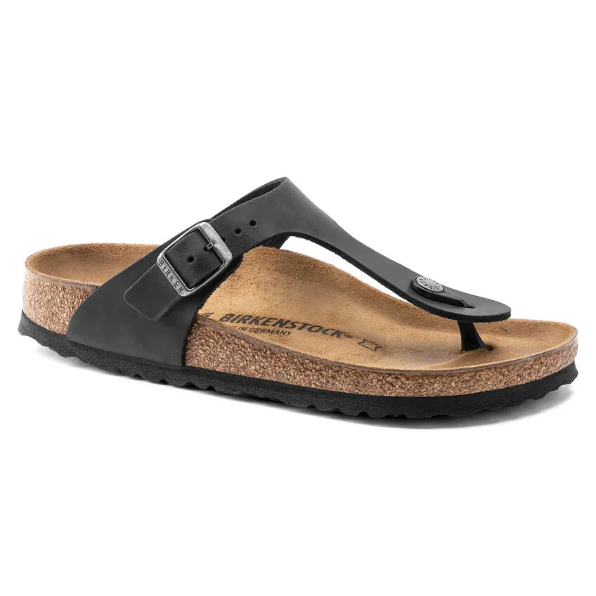 WOMEN'S BIRKENSTOCK GIZEH | BLACK OILED LEATHER