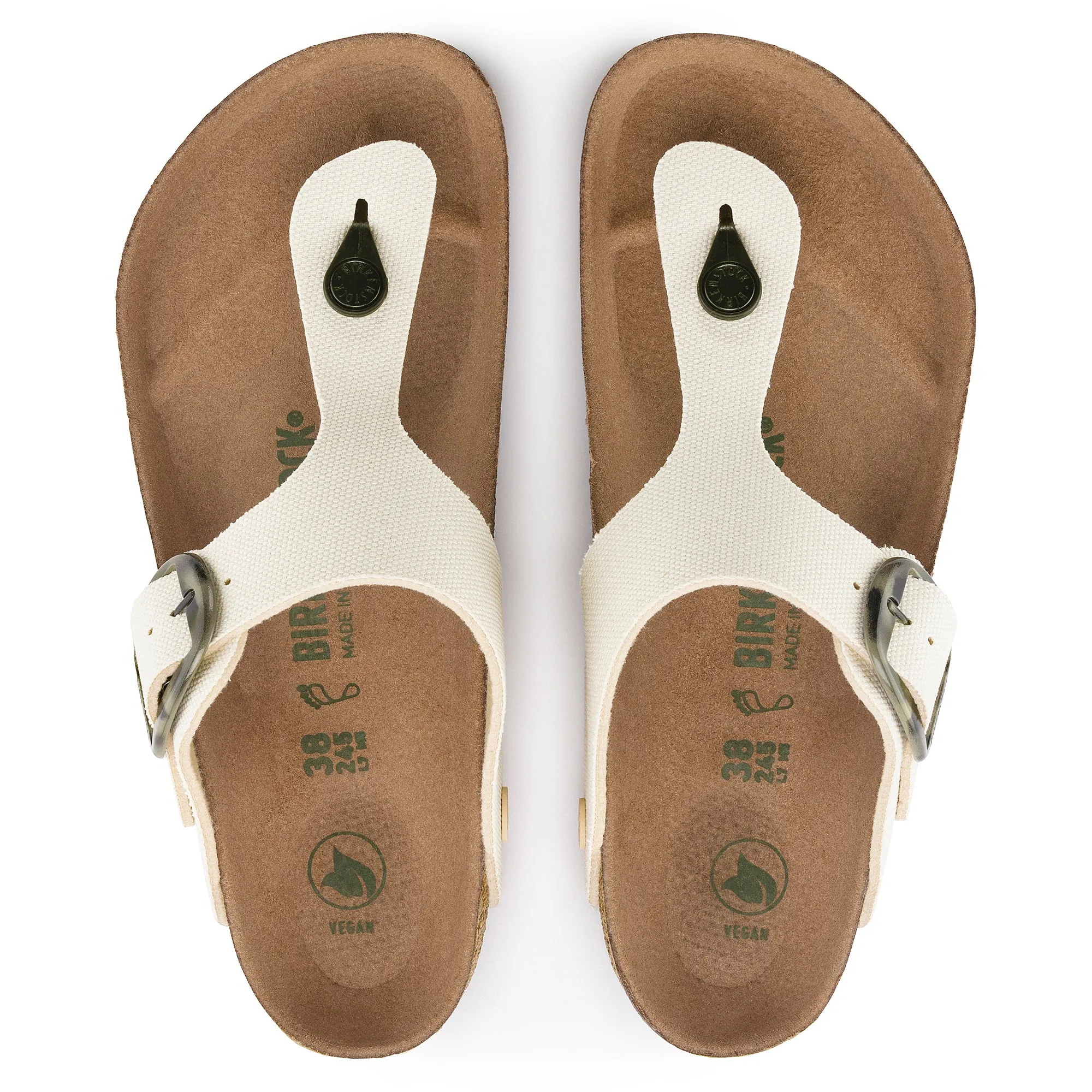 Women's Birkenstock Gizeh Vegan Big Buckle Textile Color: Eggshell