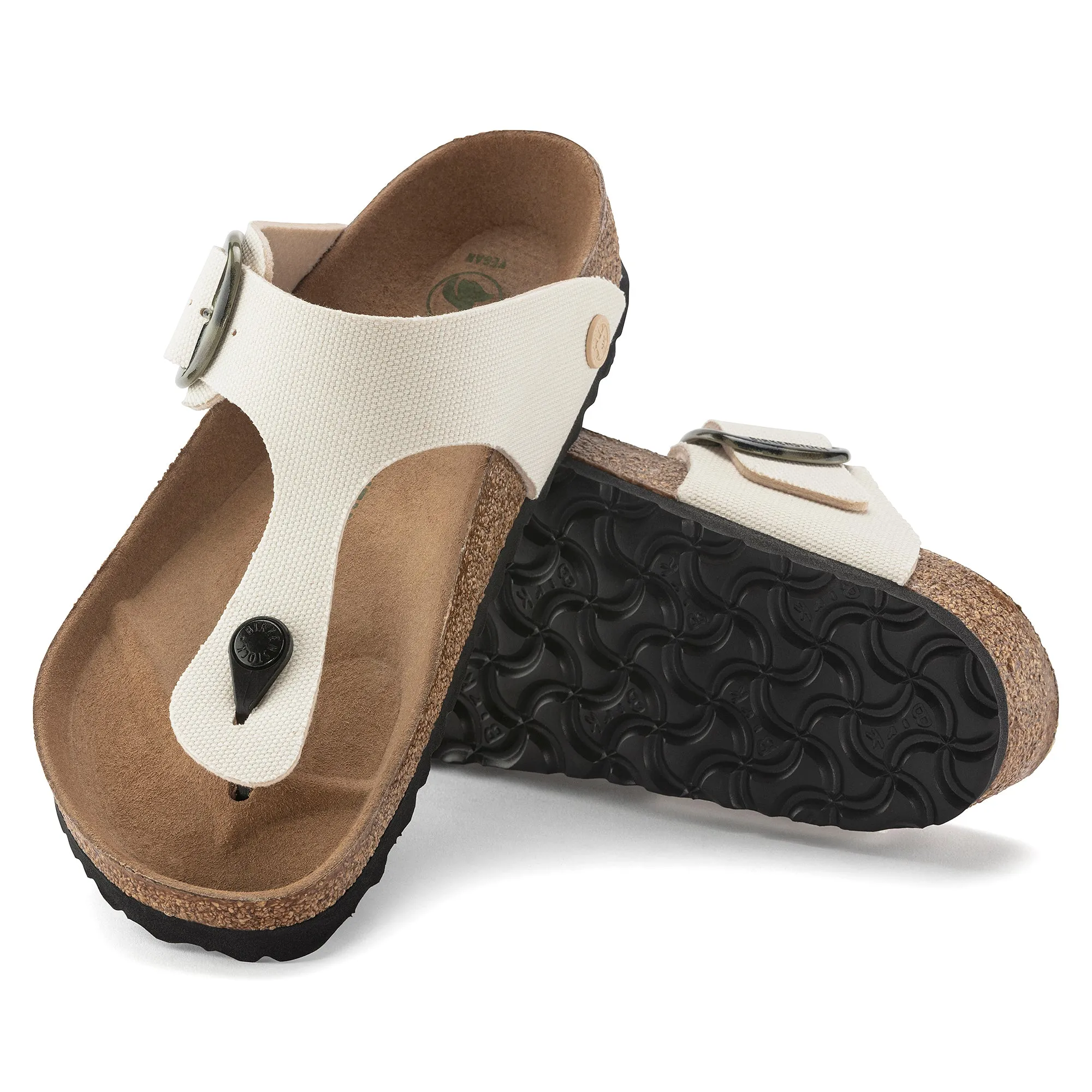 Women's Birkenstock Gizeh Vegan Big Buckle Textile Color: Eggshell