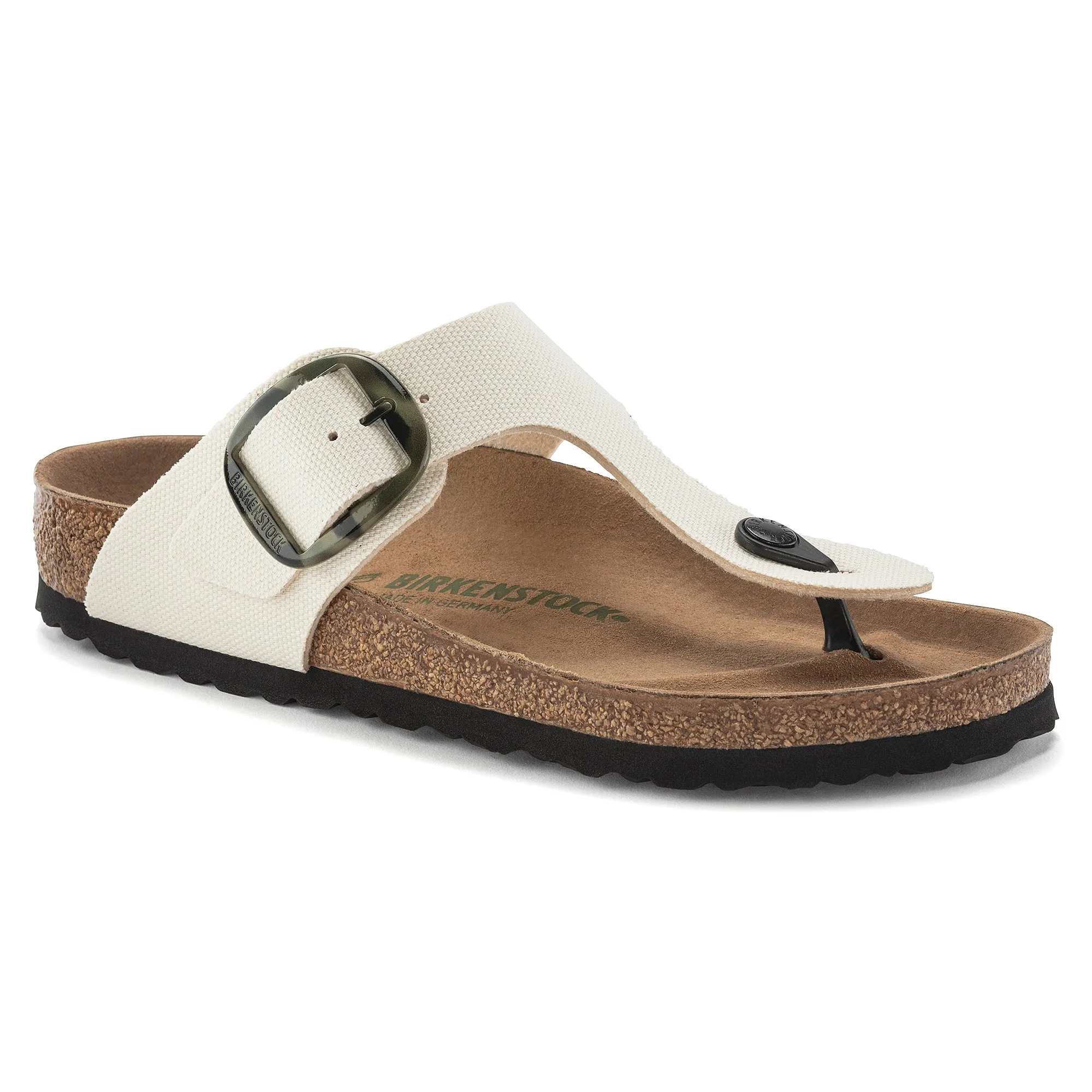 Women's Birkenstock Gizeh Vegan Big Buckle Textile Color: Eggshell