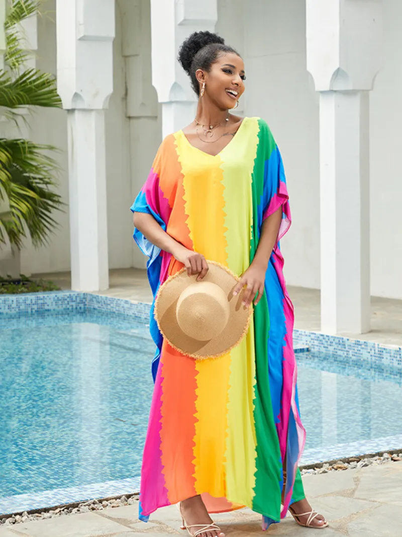 Women's  Stylish Beach Wear Rayon Kaftan Dress